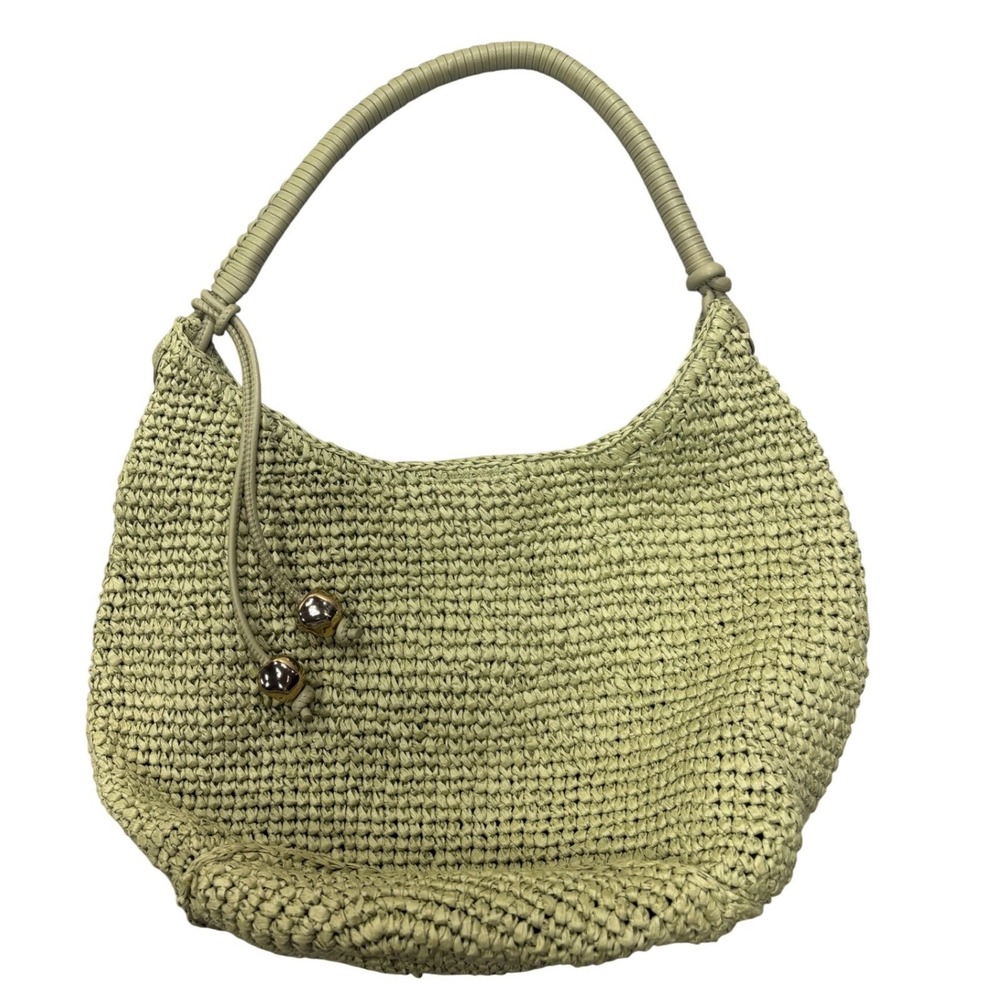 Madewell Camren Straw Bag Sagebrush Shoulder OS Crochet Hobo Bag Green Woven NWT - Picture 2 of 11